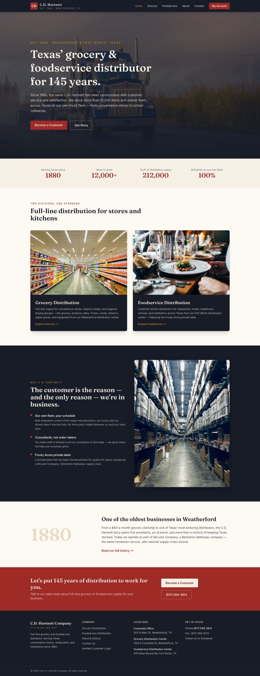 New homepage on desktop